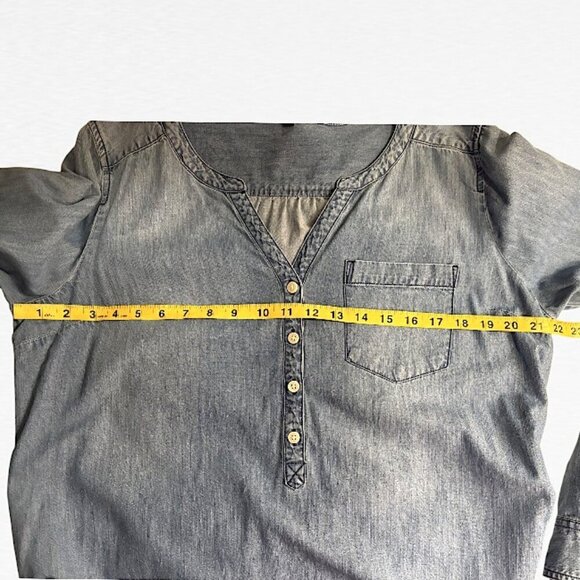 Express Denim Midi Roll Tab Long Sleeve Dress Blue Size Large - Picture 11 of 14